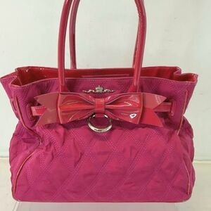 Pink Quilted Bow Tote Handbag